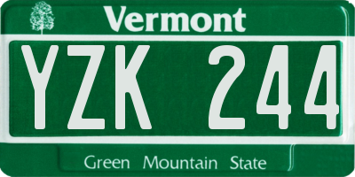 VT license plate YZK244