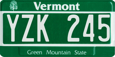 VT license plate YZK245