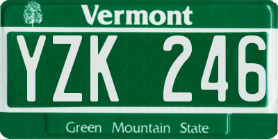 VT license plate YZK246
