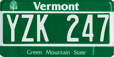 VT license plate YZK247
