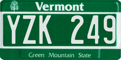 VT license plate YZK249