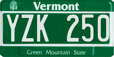 VT license plate YZK250