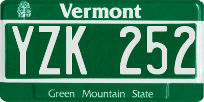 VT license plate YZK252