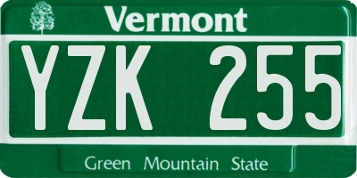 VT license plate YZK255
