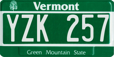 VT license plate YZK257