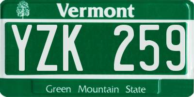 VT license plate YZK259