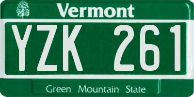 VT license plate YZK261
