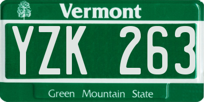 VT license plate YZK263