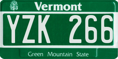 VT license plate YZK266