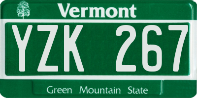 VT license plate YZK267