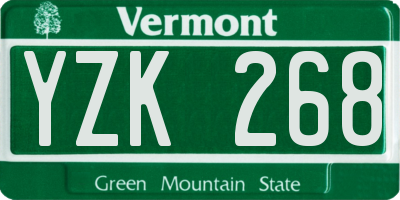 VT license plate YZK268
