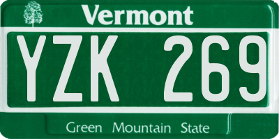 VT license plate YZK269