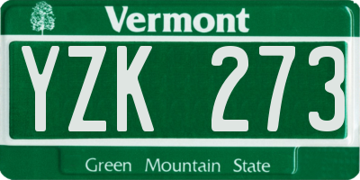 VT license plate YZK273