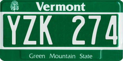 VT license plate YZK274