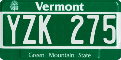 VT license plate YZK275
