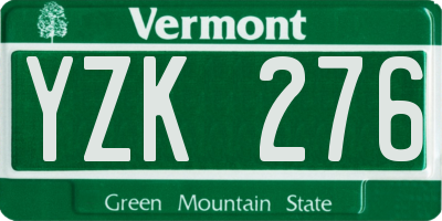 VT license plate YZK276
