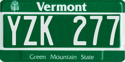 VT license plate YZK277