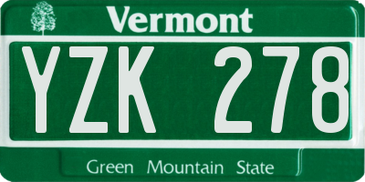 VT license plate YZK278
