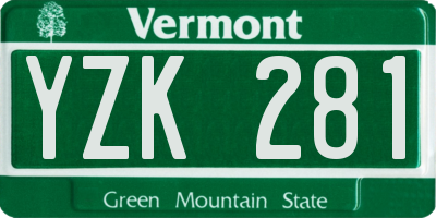VT license plate YZK281