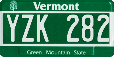 VT license plate YZK282