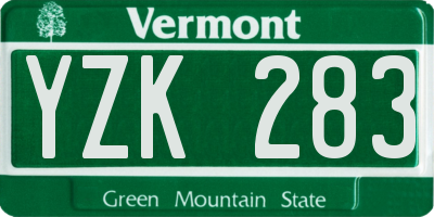 VT license plate YZK283