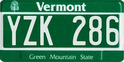VT license plate YZK286