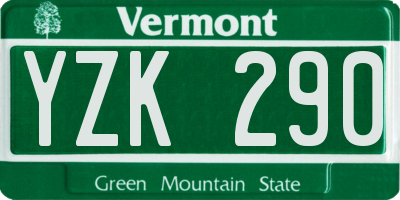 VT license plate YZK290