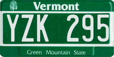 VT license plate YZK295