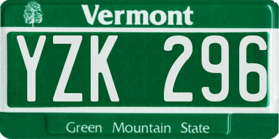 VT license plate YZK296