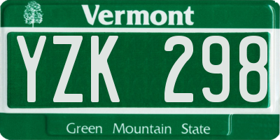 VT license plate YZK298