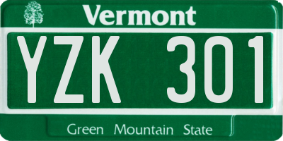 VT license plate YZK301