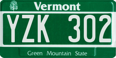 VT license plate YZK302