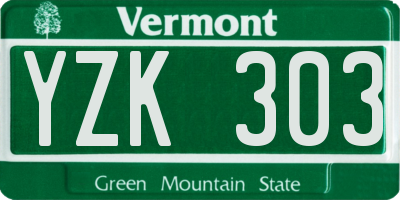 VT license plate YZK303