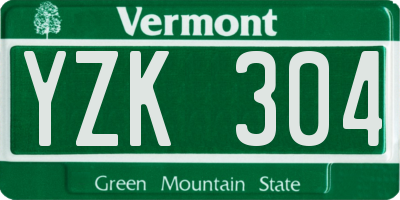 VT license plate YZK304