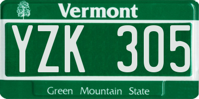 VT license plate YZK305