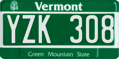 VT license plate YZK308