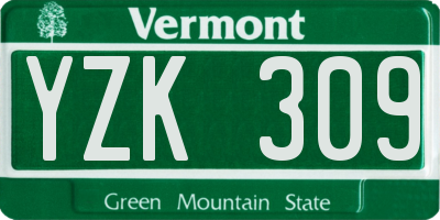 VT license plate YZK309