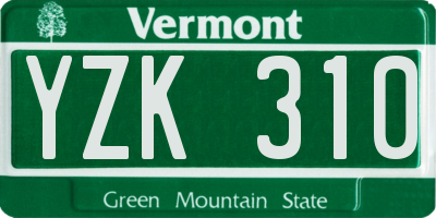 VT license plate YZK310