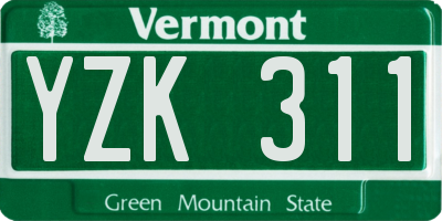 VT license plate YZK311