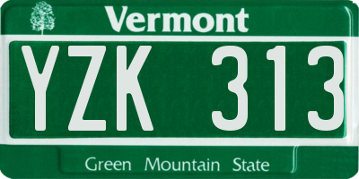VT license plate YZK313