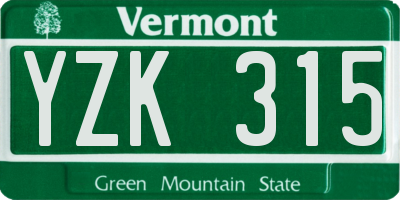 VT license plate YZK315