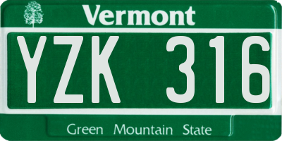 VT license plate YZK316