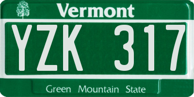 VT license plate YZK317
