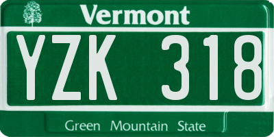 VT license plate YZK318