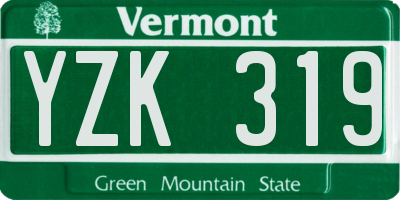 VT license plate YZK319