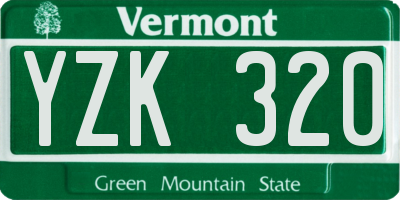 VT license plate YZK320
