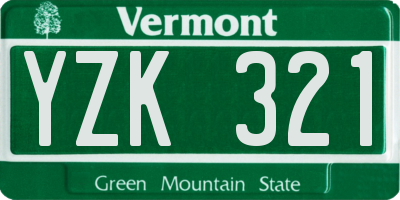 VT license plate YZK321