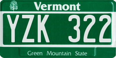 VT license plate YZK322