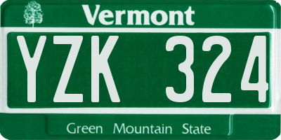 VT license plate YZK324