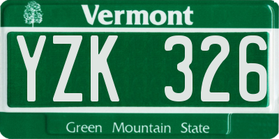 VT license plate YZK326